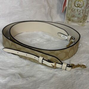 Coach Khaki Signature Canvas Strap with Chalk Leather Trim